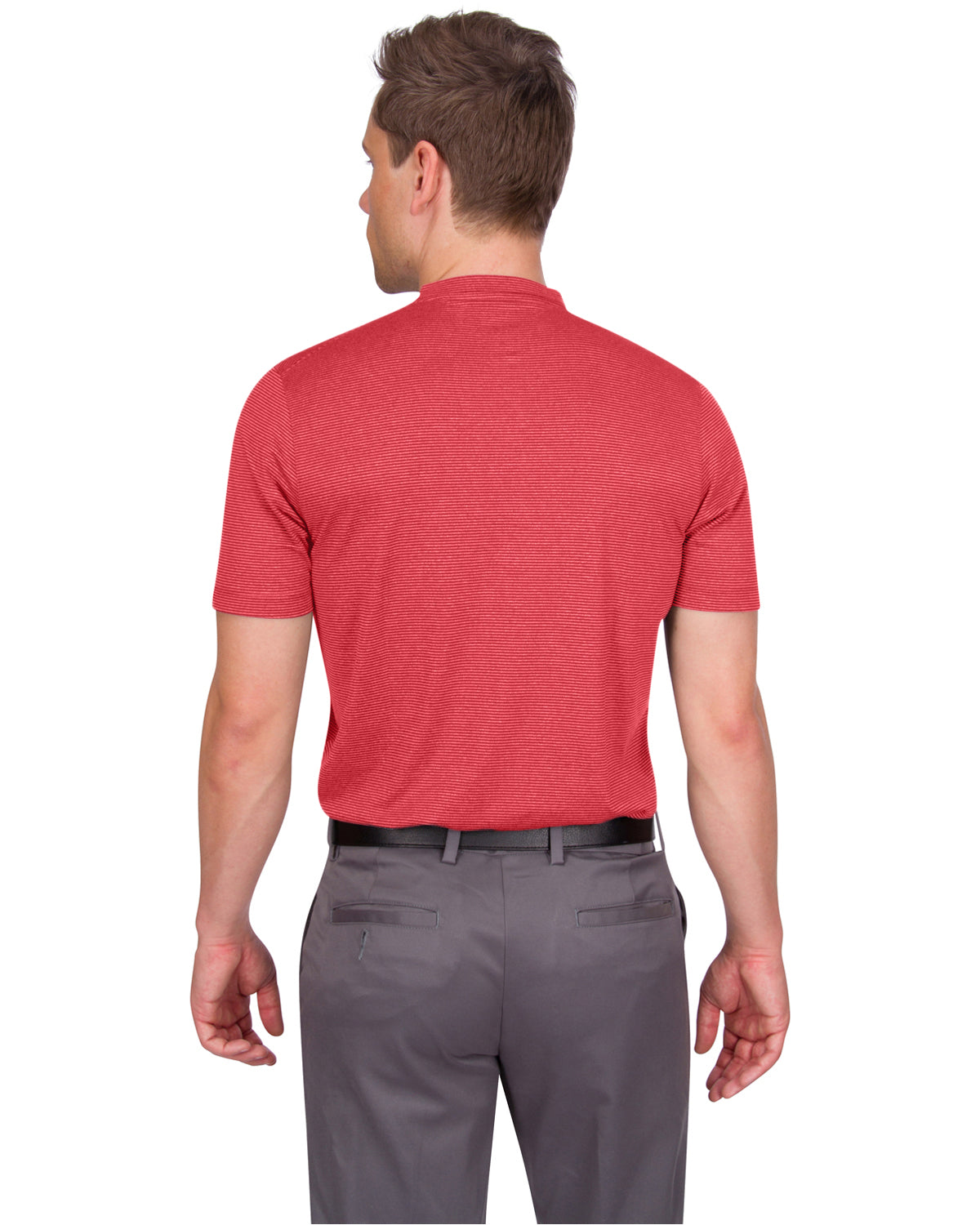 Three Sixty Six Men's Thin-Striped Collarless Golf Polos