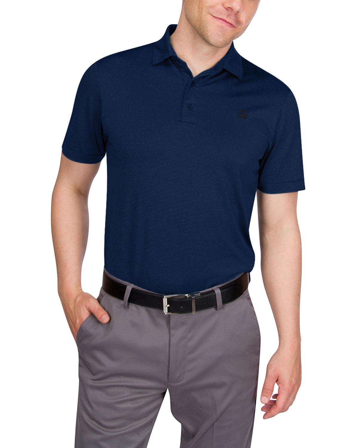 Three Sixty Six Men’s Thin-Striped Golf Polo Shirt