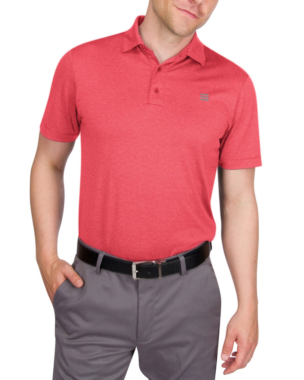 Three Sixty Six Men’s Thin-Striped Golf Polo Shirt