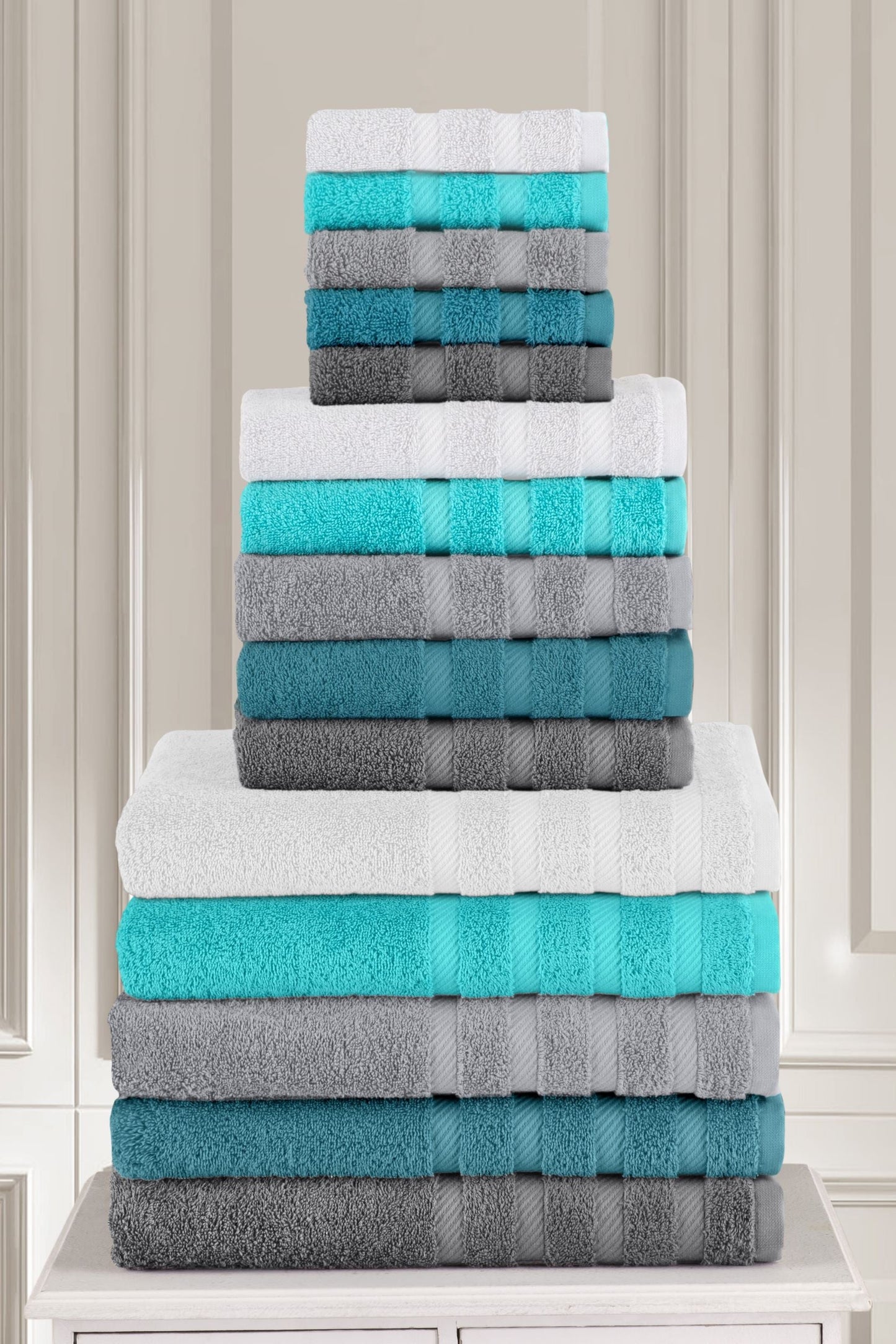 Antalya Turkish Cotton Bath, Hand, Washcloth Hotel Collection - 6 pc Towel Set