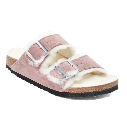 Birkenstock Arizona Shearling Suede Leather Sandals