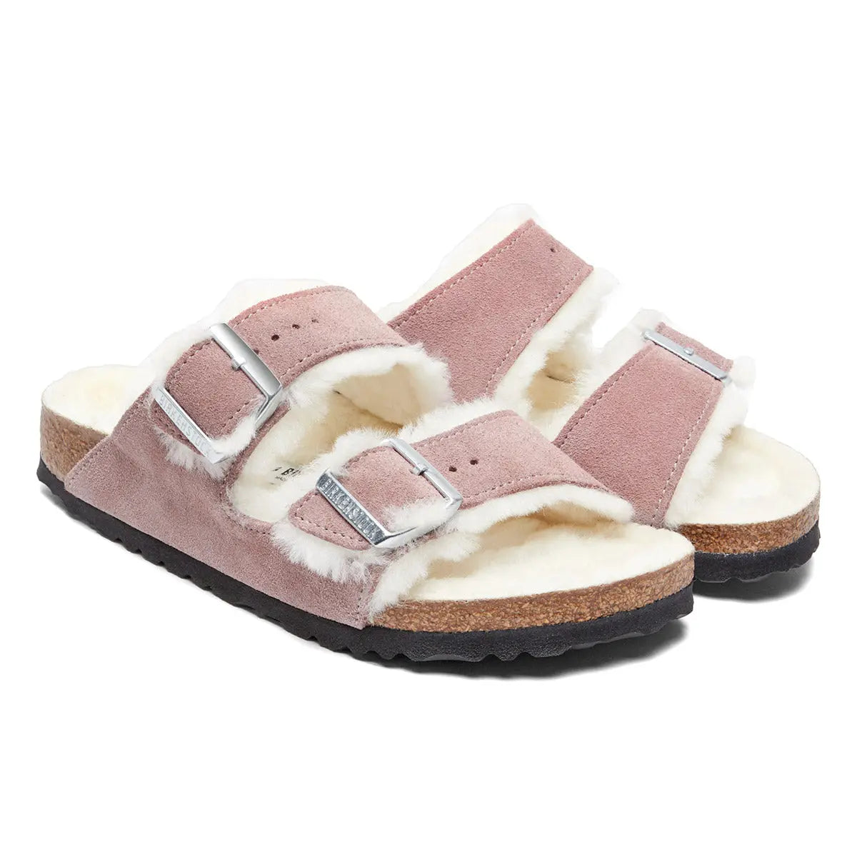 Birkenstock Arizona - Sandales en cuir suédé et peau de mouton