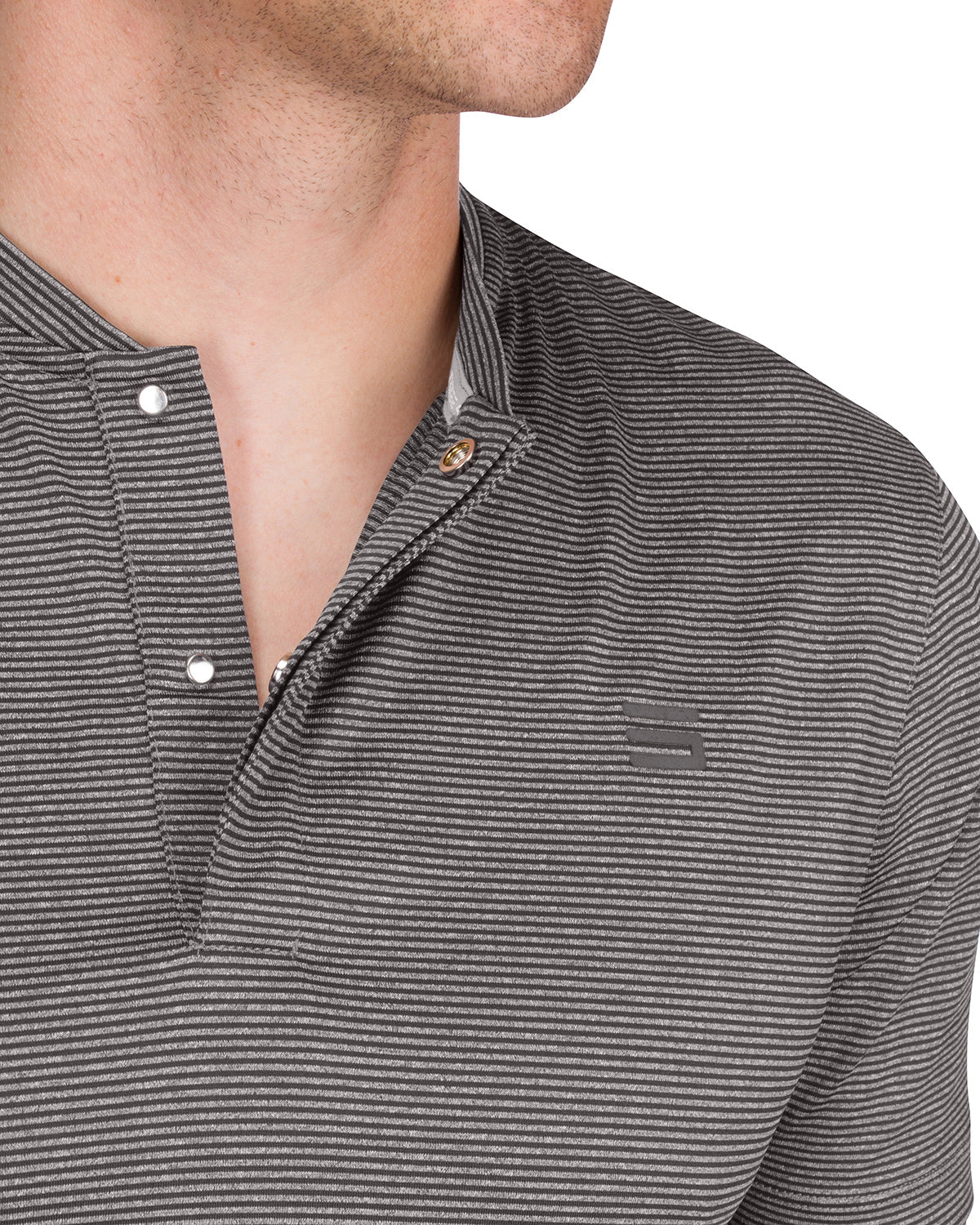 Three Sixty Six Men's Thin-Striped Collarless Golf Polos