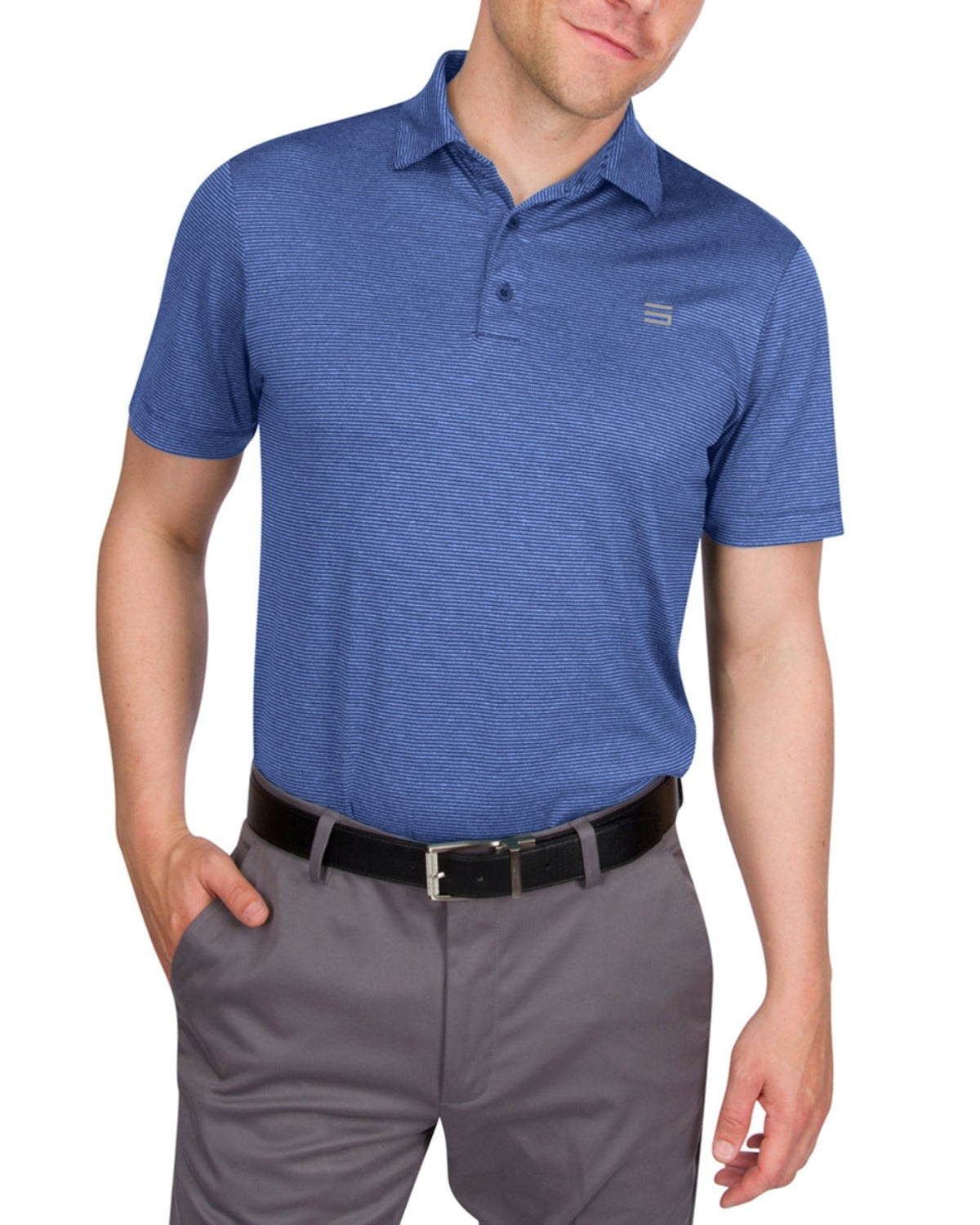 Three Sixty Six Men’s Thin-Striped Golf Polo Shirt