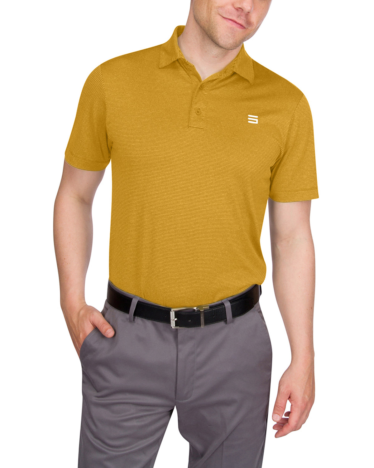 Three Sixty Six Men’s Thin-Striped Golf Polo Shirt