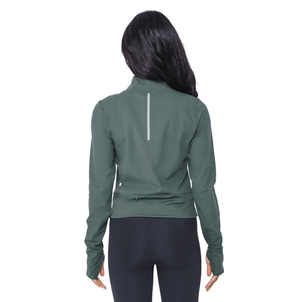 90 Degree By Reflex High Low Full Zip Jacket With Side Pockets - Sage -  Medium