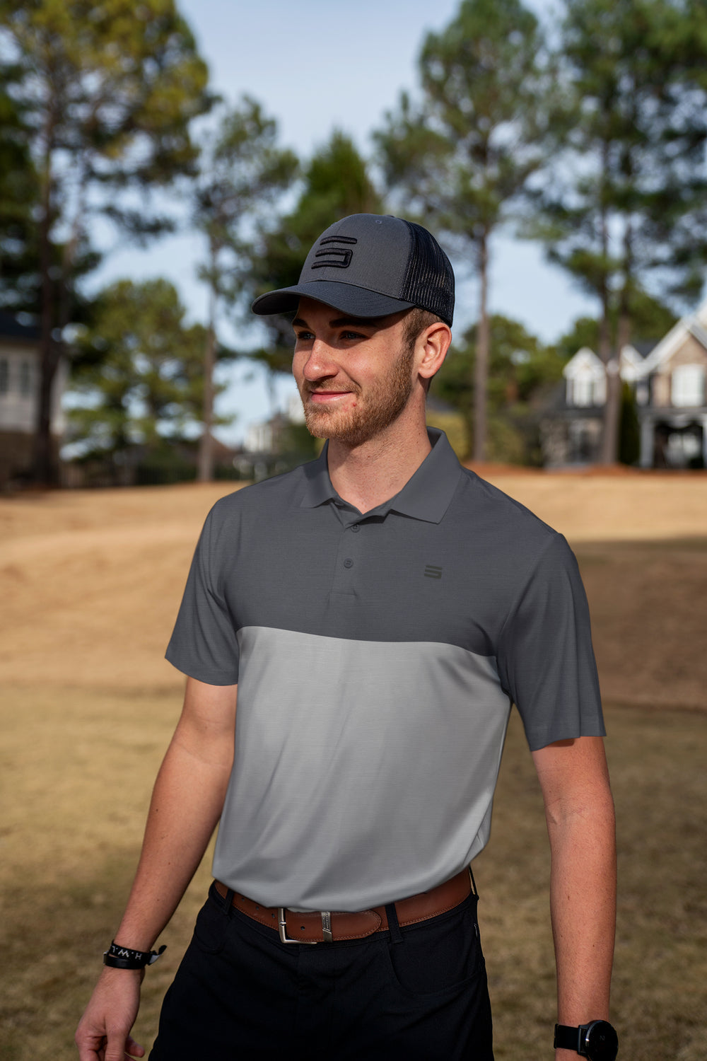 Three Sixty Six Men's Heathered Two-Tone Golf Polo