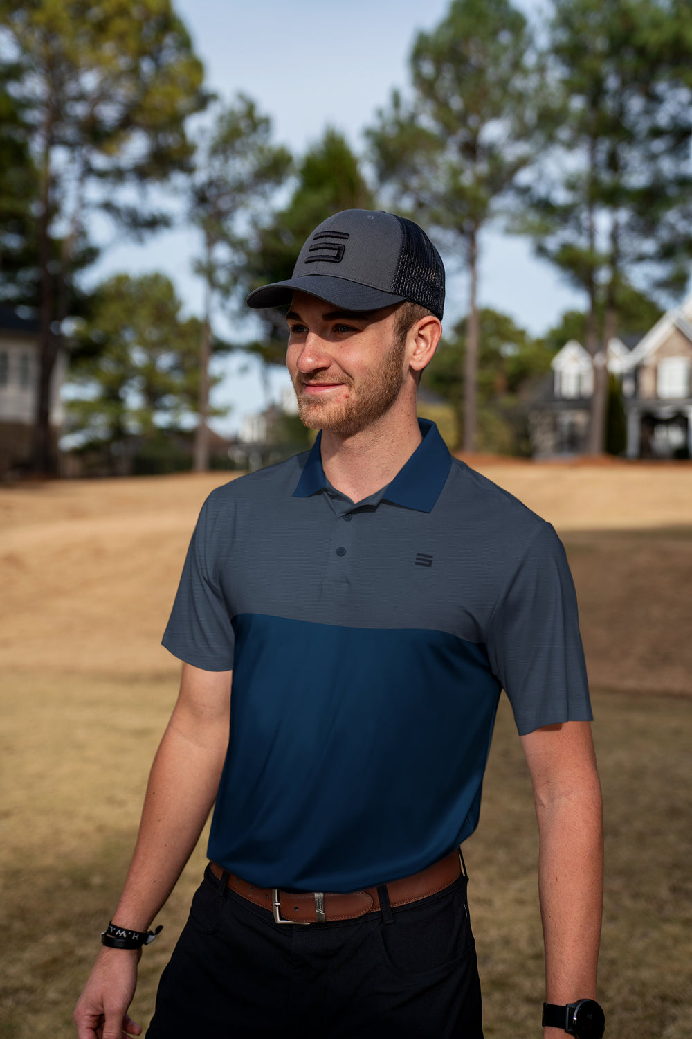 Three Sixty Six Men's Heathered Two-Tone Golf Polo