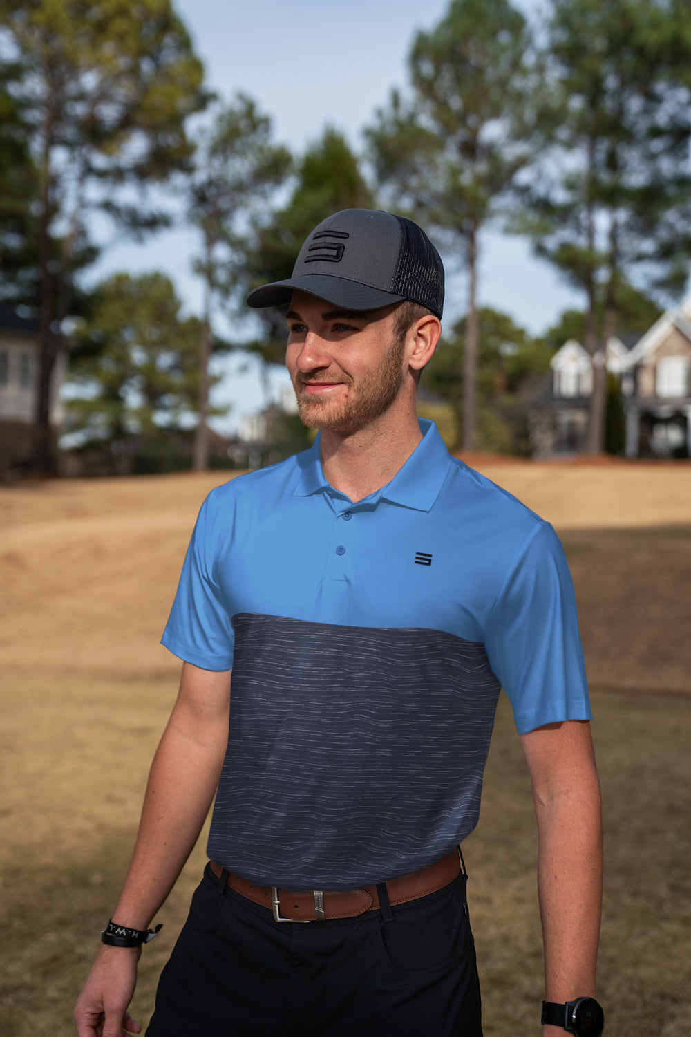 Three Sixty Six Men's Heathered Two-Tone Golf Polo