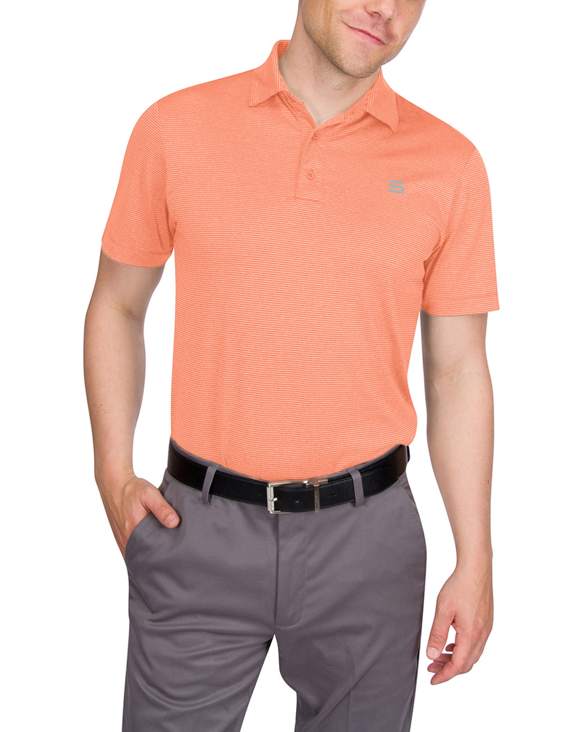 Three Sixty Six Men’s Thin-Striped Golf Polo Shirt