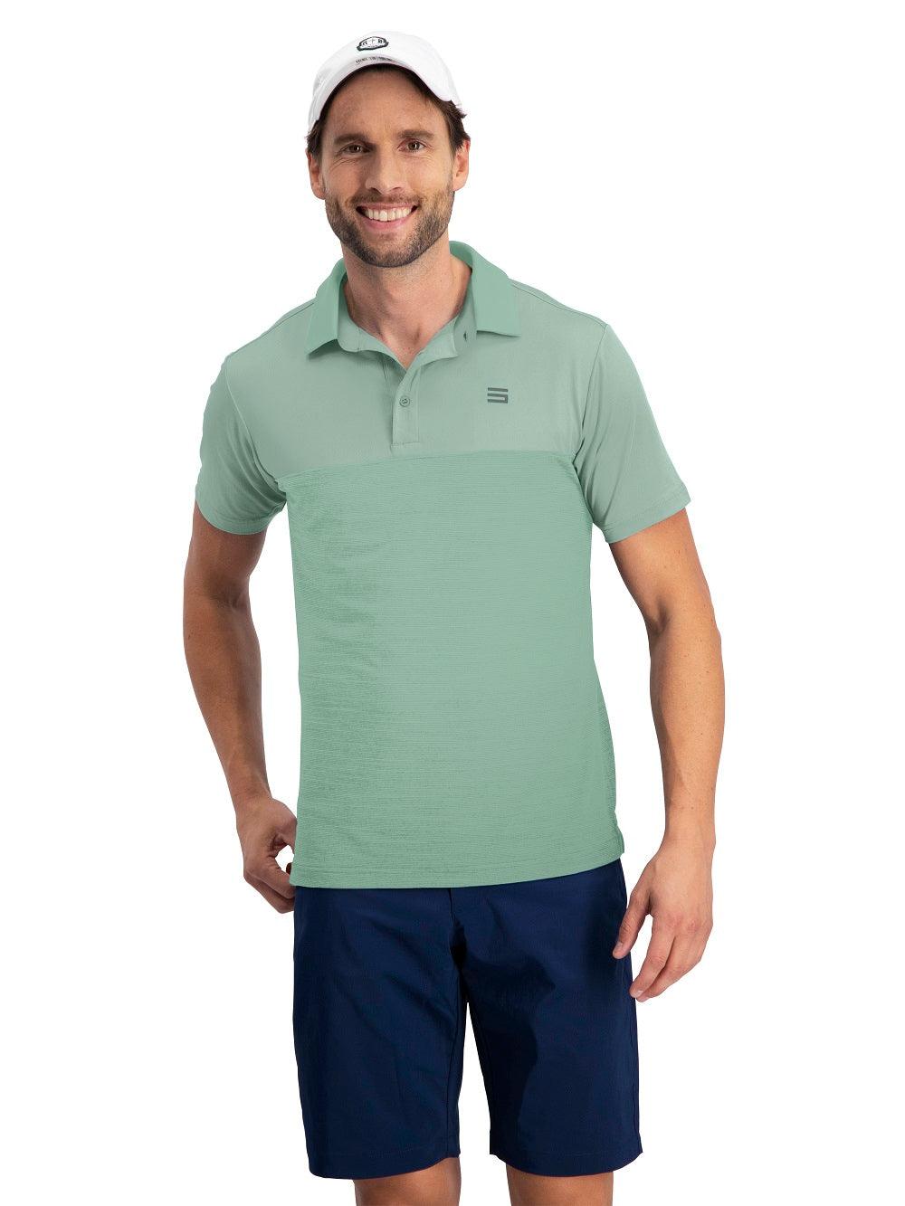 Three Sixty Six Men's Heathered Two-Tone Golf Polo