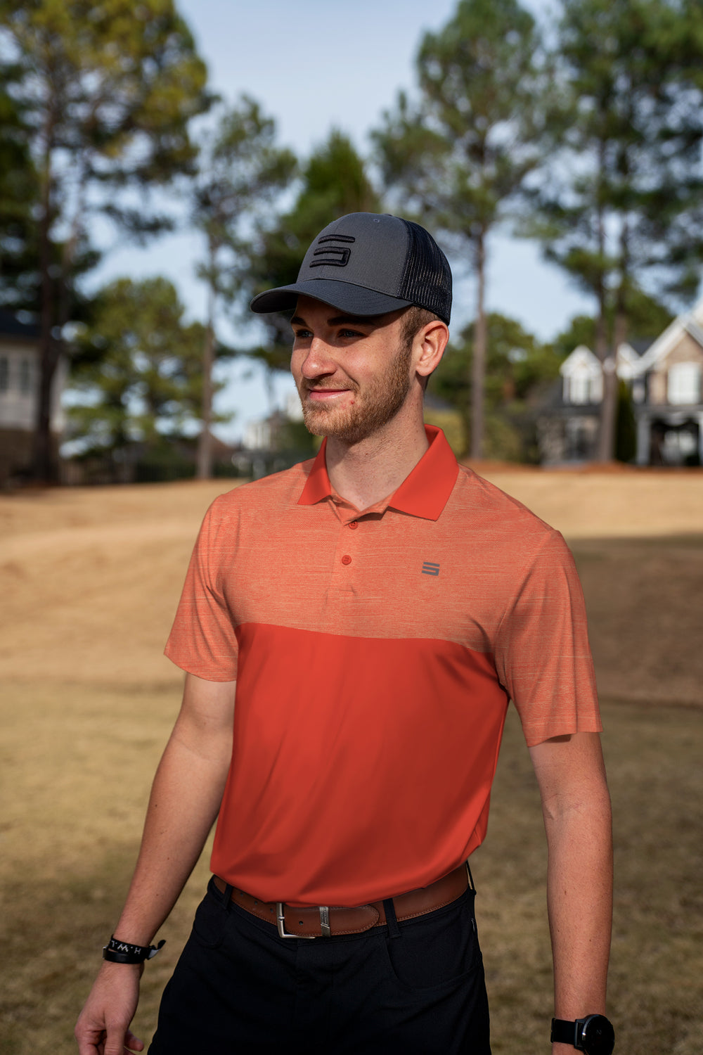 Three Sixty Six Men's Heathered Two-Tone Golf Polo