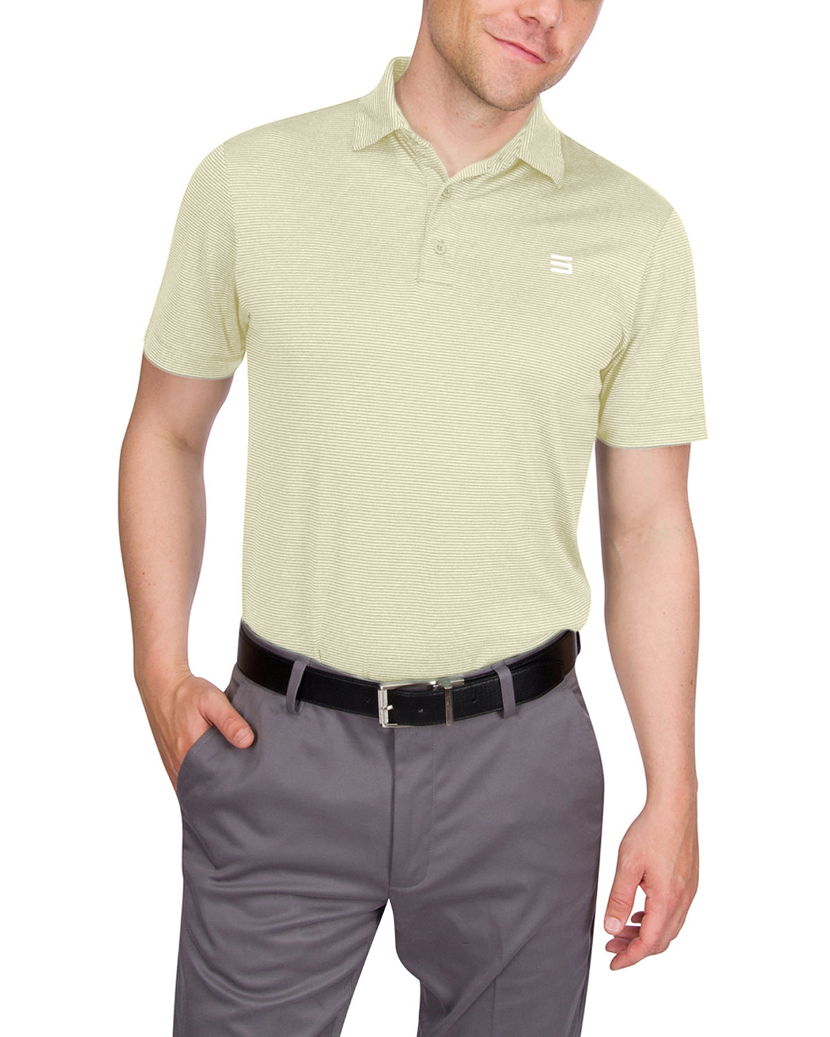 Three Sixty Six Men’s Thin-Striped Golf Polo Shirt