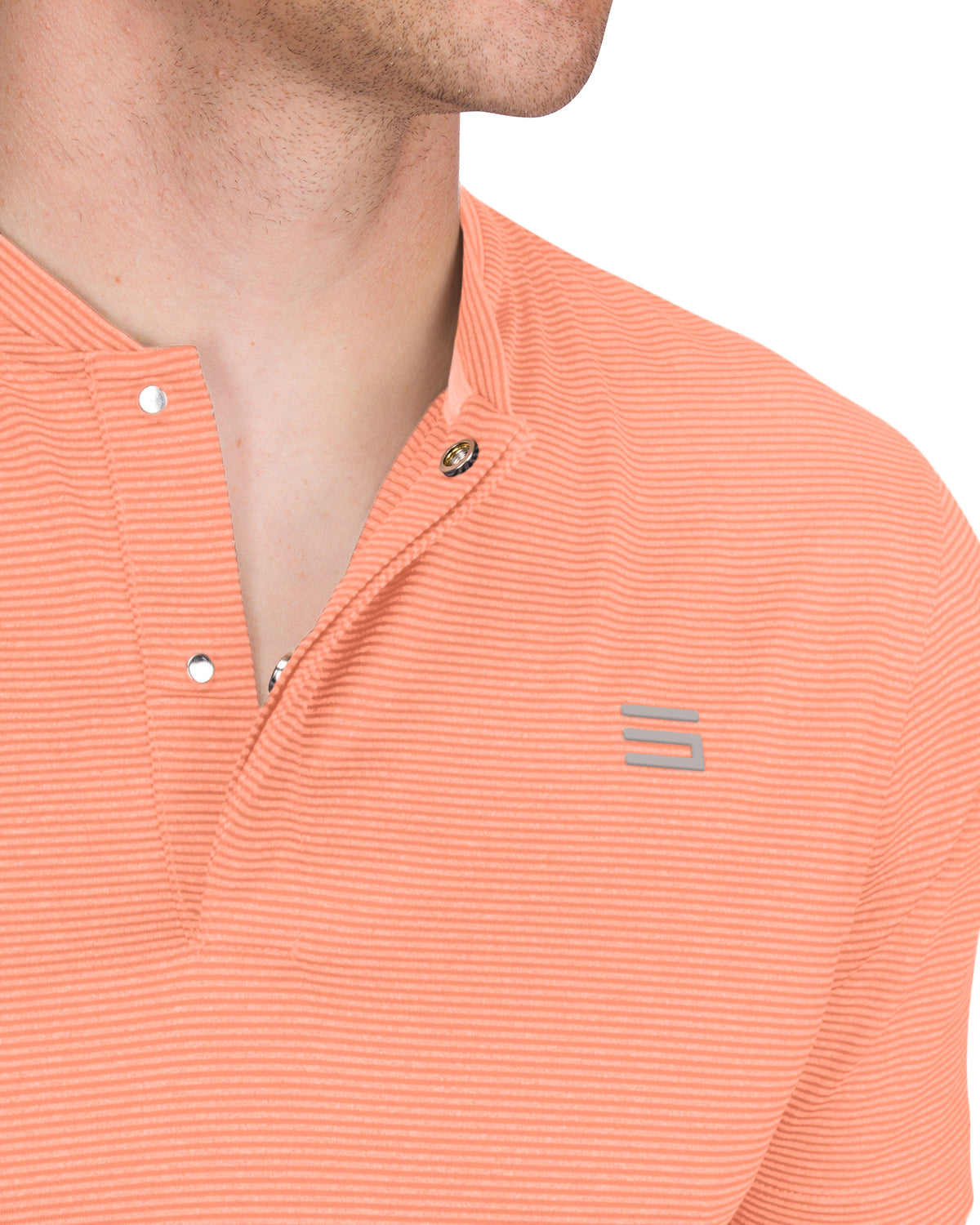 Three Sixty Six Men's Thin-Striped Collarless Golf Polos