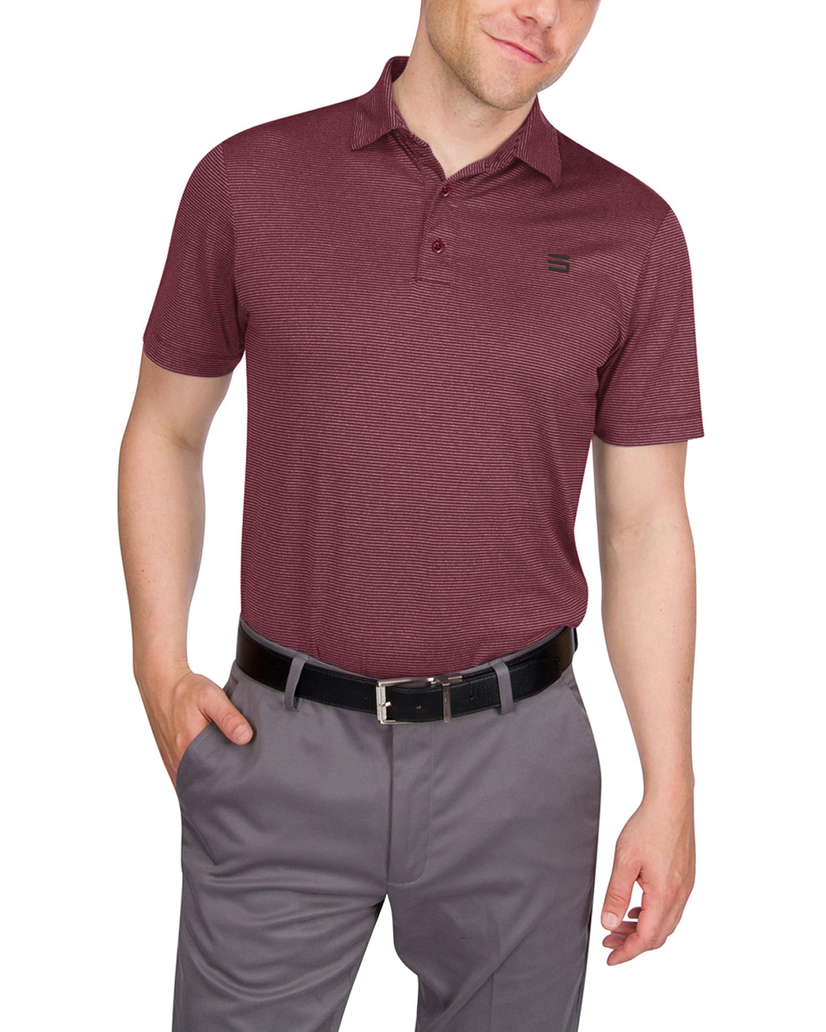 Three Sixty Six Men’s Thin-Striped Golf Polo Shirt