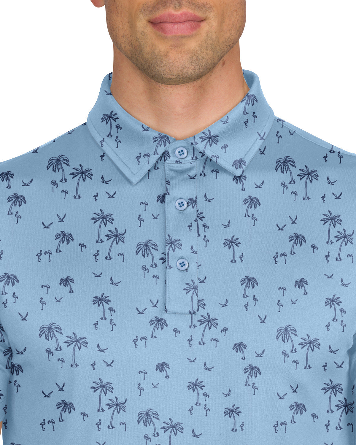 Mini Flamingo and Palm - Monsoon Blue-