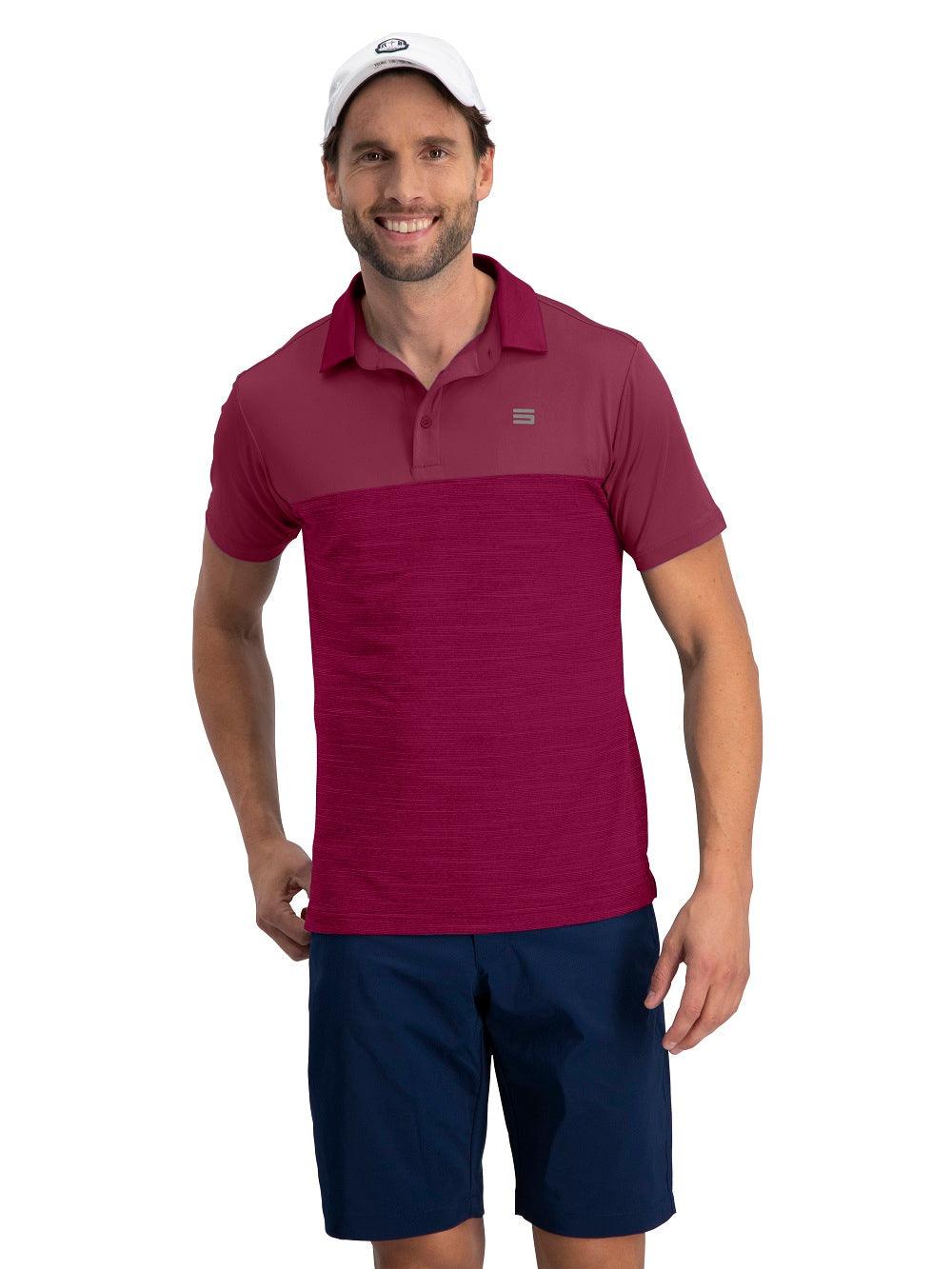 Three Sixty Six Men's Heathered Two-Tone Golf Polo