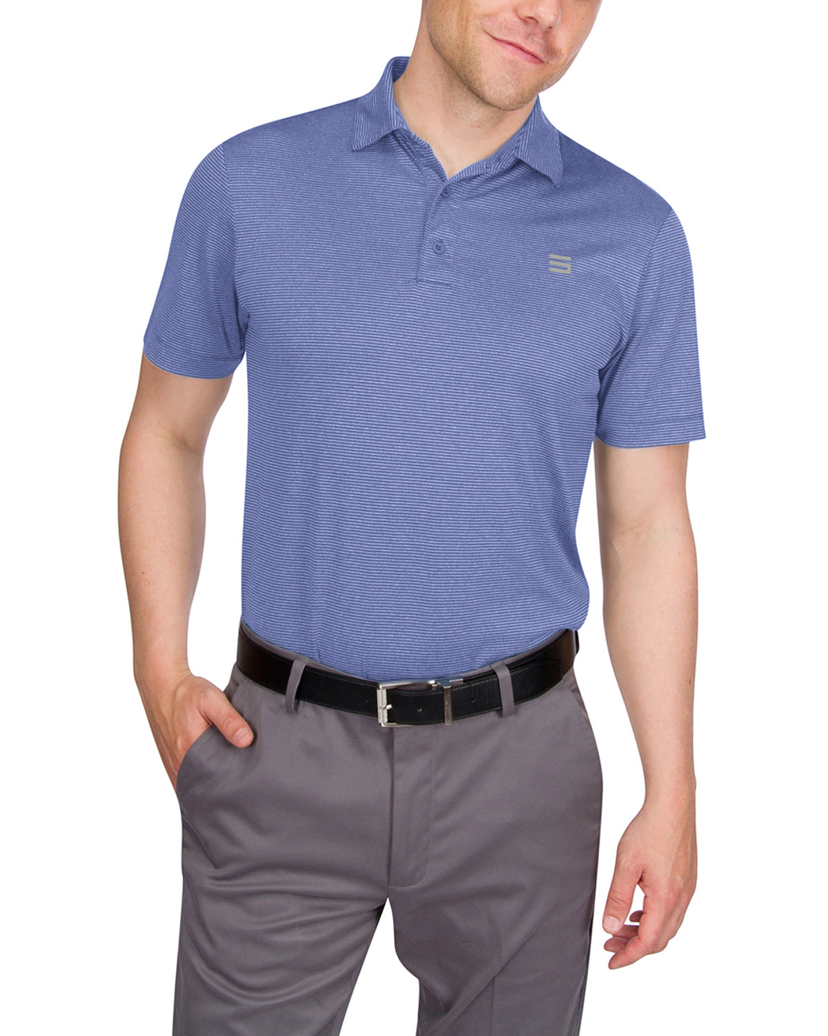 Three Sixty Six Men’s Thin-Striped Golf Polo Shirt