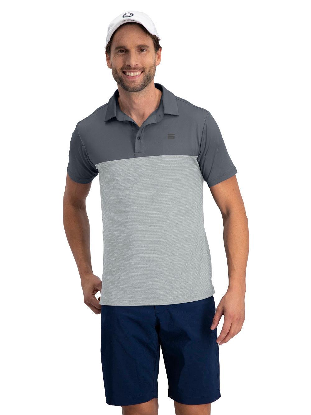 Three Sixty Six Men's Heathered Two-Tone Golf Polo