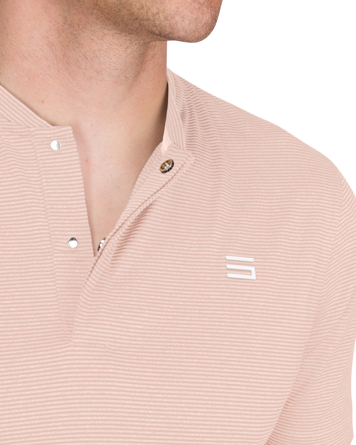 Three Sixty Six Men's Thin-Striped Collarless Golf Polos