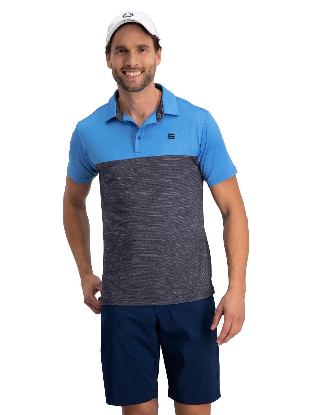 Three Sixty Six Men's Heathered Two-Tone Golf Polo