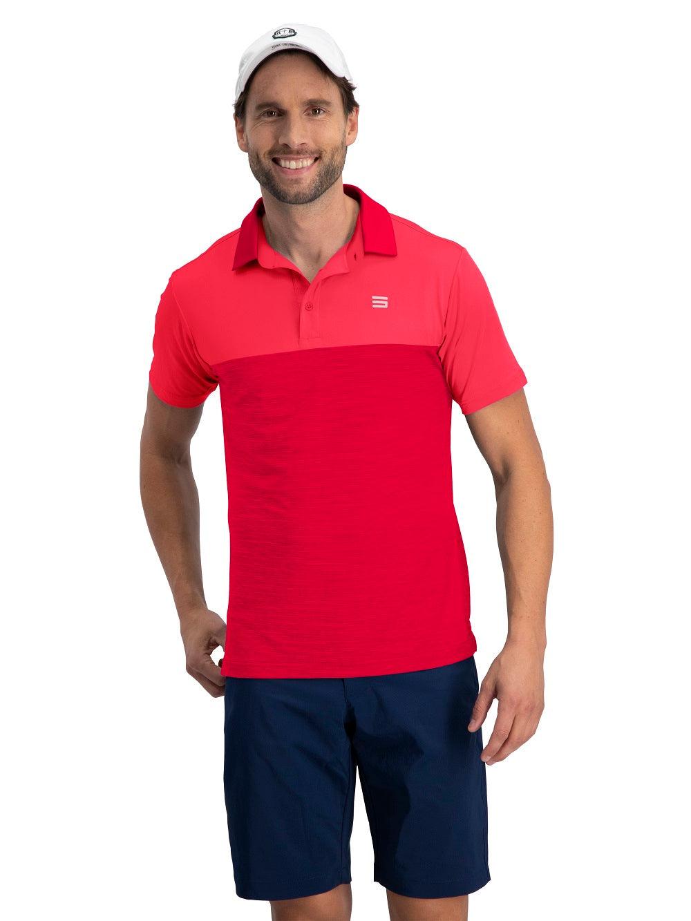 Three Sixty Six Men's Heathered Two-Tone Golf Polo