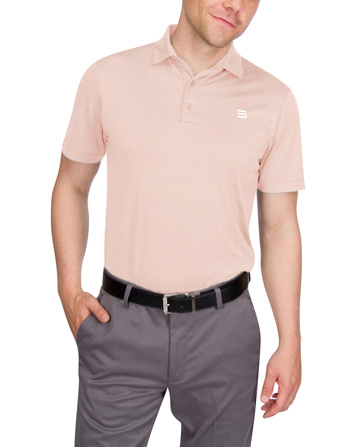 Three Sixty Six Men’s Thin-Striped Golf Polo Shirt