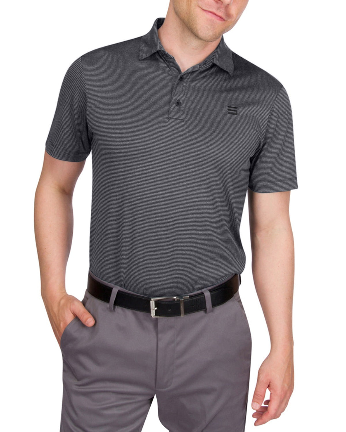 Three Sixty Six Men’s Thin-Striped Golf Polo Shirt