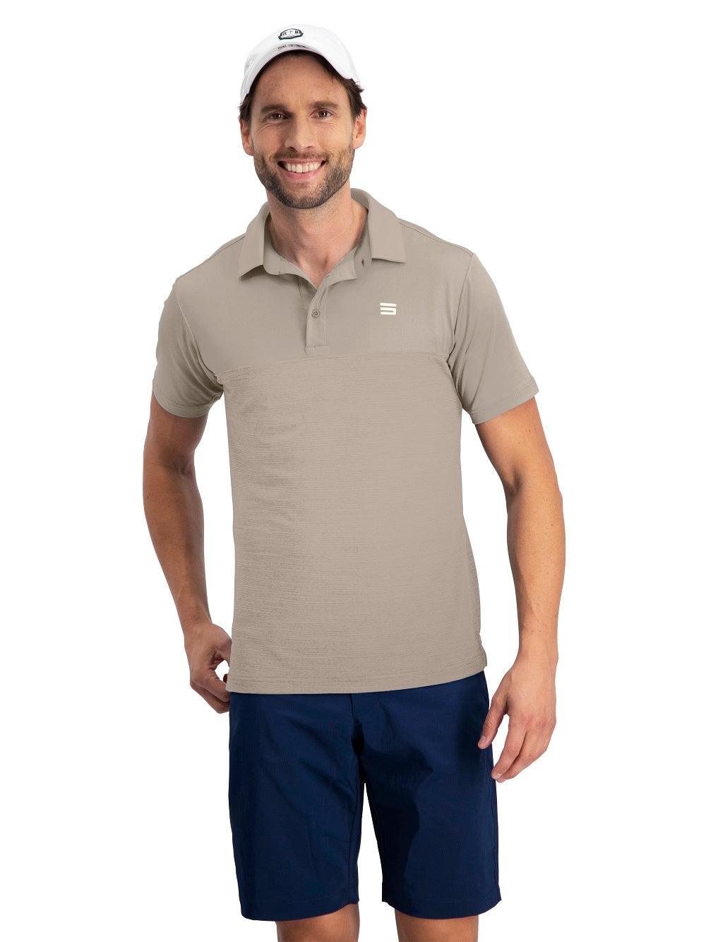 Three Sixty Six Men's Heathered Two-Tone Golf Polo