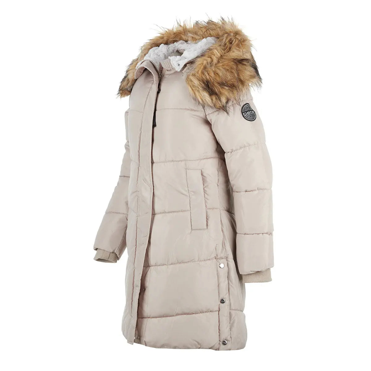 Bebe Women's Long Puffer with Faux Fur Trim Hood – PROOZY