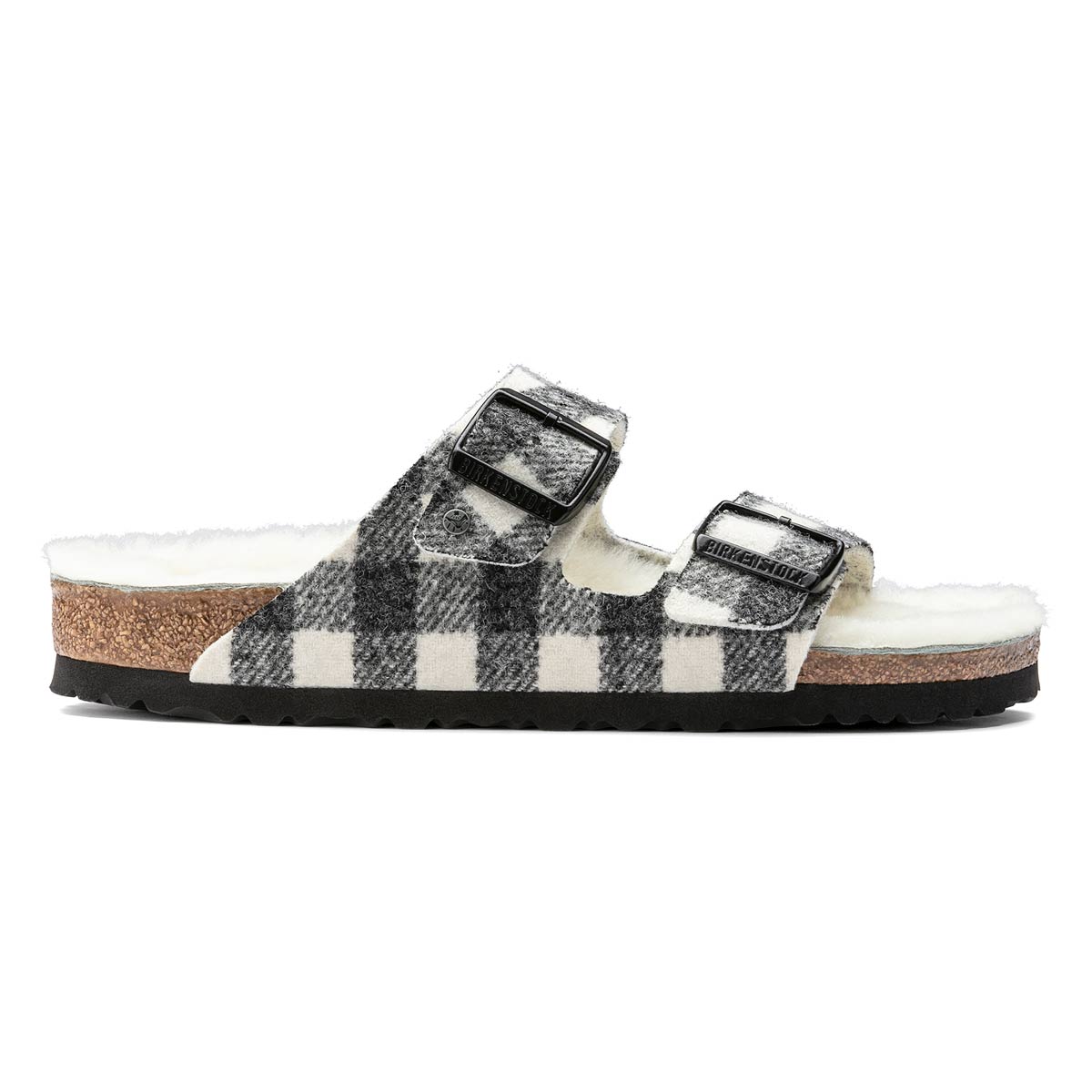 Birkenstock Women's Arizona Shearling Sandals - Plaid White Wool