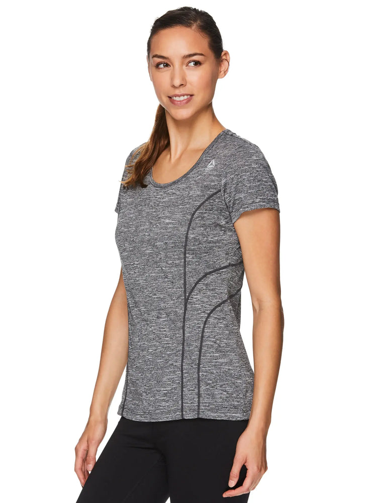Reebok Women's Fitted Performance Variegated Heather Jersey T-Shirt ...